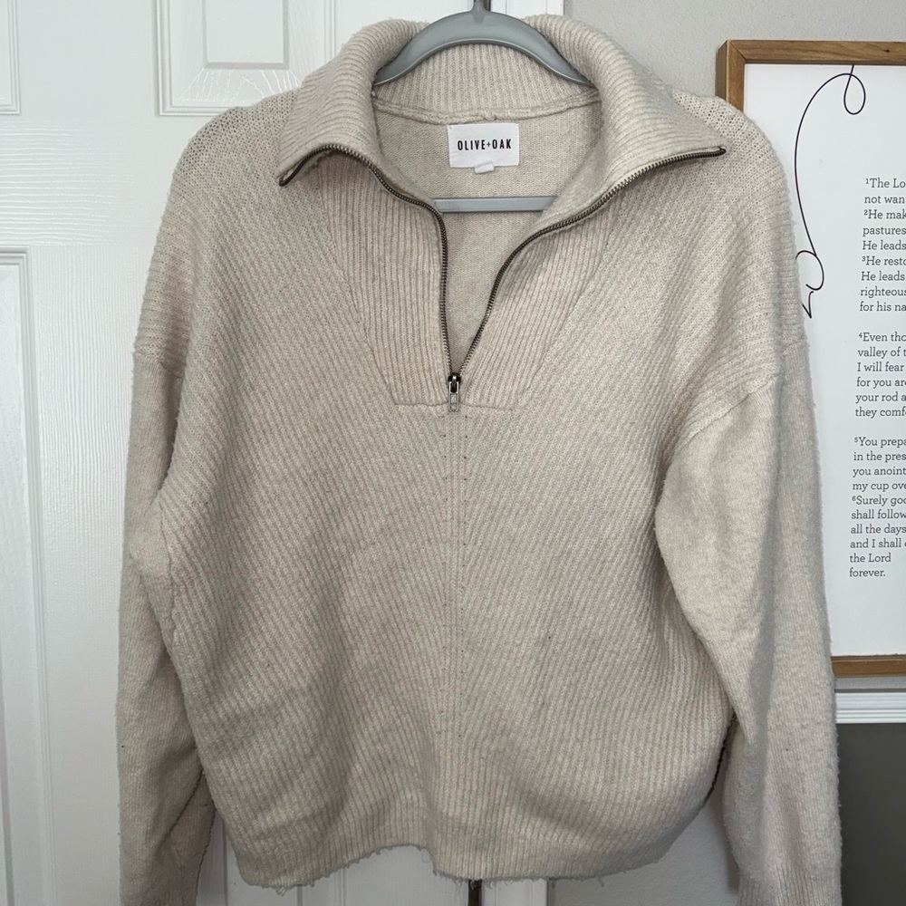 Olive & Oak Beige Half-Zip Women's Sweater